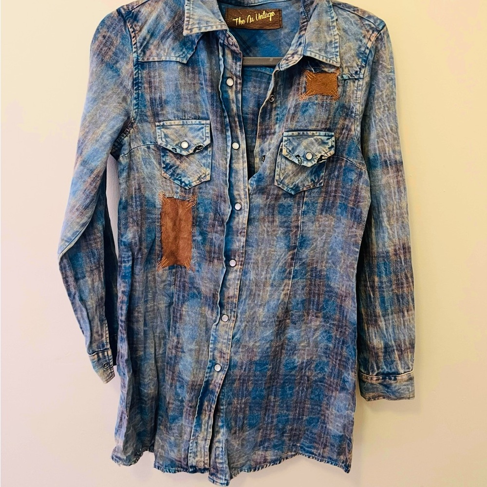 The Laundry Room Blue Plaid Shirt Dress